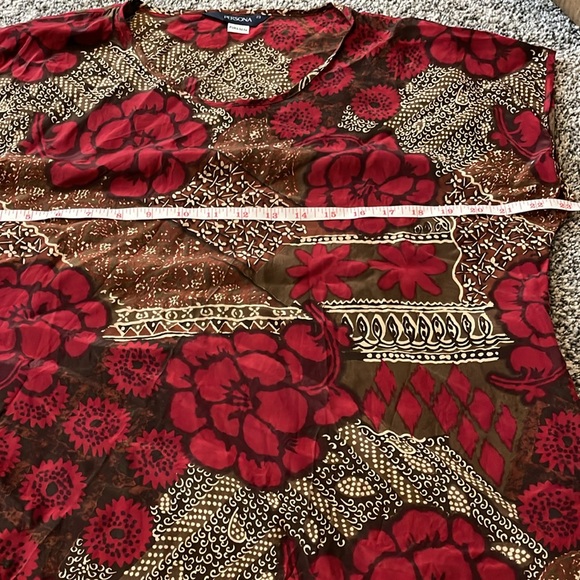 Pura Seta Made in Italy Floral 100% Silk Short Sleeves Blouse Size XL - Picture 7 of 8